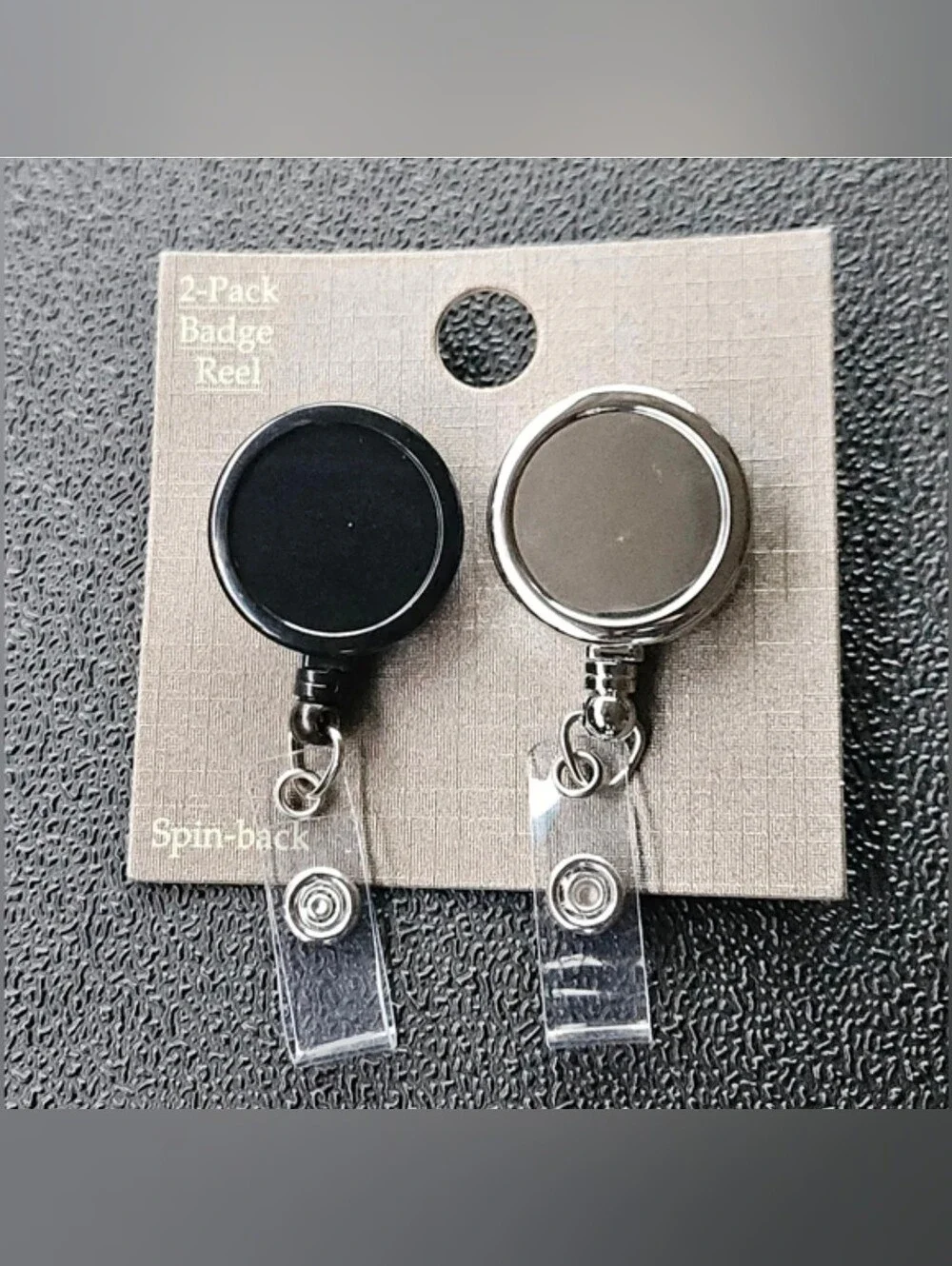 Retractable Badge Reel 2-Pack - Black & Chrome BNIB